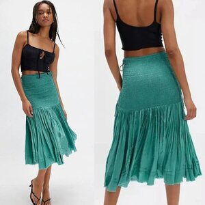 NWT New $128 Free People FP One Maya Convertible Midi Skirt Green Dress Size S